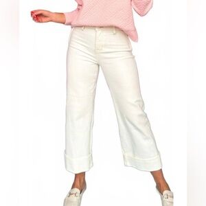 RISEN JEANS WOMENS CREAM WIDE LEG CUFFED JEANS Sz 7/28